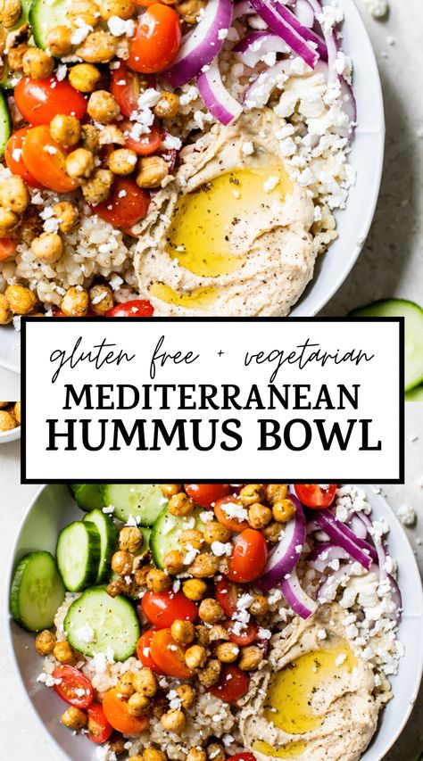 Recipes Bowls, Mediterranean Hummus, Hummus Bowl, Mediterranean Diet Recipes Dinners, Healthy Bowls Recipes, Easy Mediterranean Diet Recipes, Healthy Bowls, Homemade Hummus, Bowl Recipes