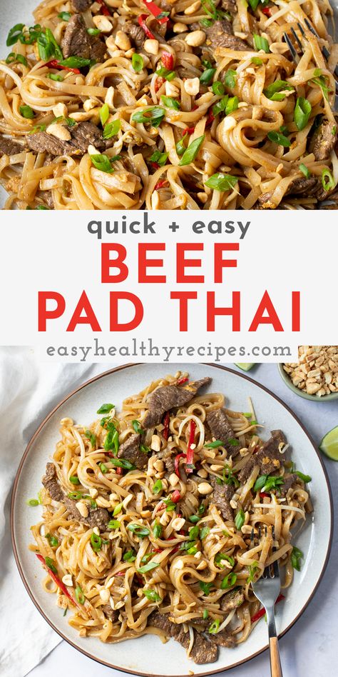 Essen, Steak Pad Thai Recipe, Steak Pad Thai, Pad That Recipe, Pad Tie Noodles, Thai Beef And Noodles, Thai Noodles With Beef, Thai Beef Wraps, Pad Tie Recipe