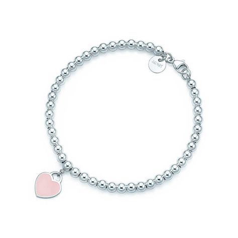 Tiffany Bead Bracelet, Pink Heart Pendant, Tiffany Bracelets, Return To Tiffany, Sterling Silver Bead Bracelet, Bracelet In Silver, Tiffany Jewelry, Silver Bead Bracelet, A Bracelet