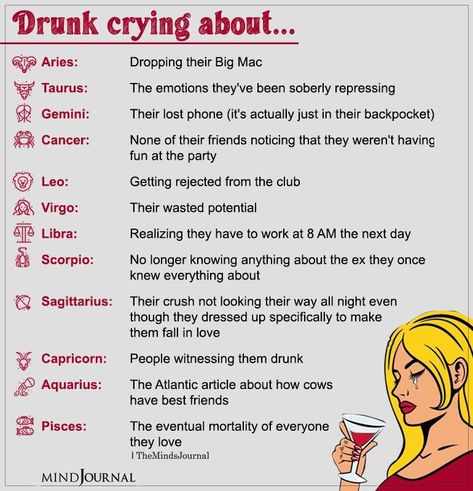 What The Zodiac Signs Cry About When They Are Drunk #zodiacmeme #zodiactraits #zodiacpersonality #astrology #horoscope #zodiacsign #sunsign March Zodiac, Zodiac Cusp, Intimacy Issues, Gemini Traits, Funny Zodiac, Taurus Traits, Horoscope Memes, Signs Horoscope, Aries Traits