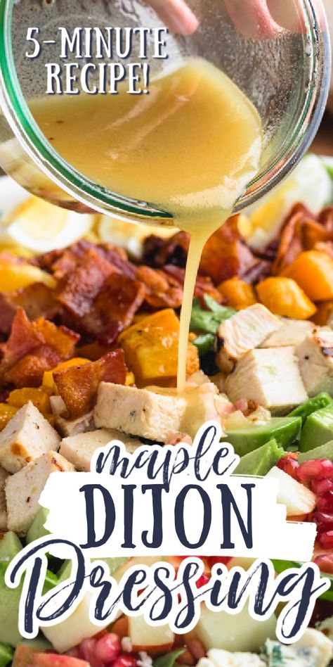 Fall Harvest Salad With Maple Mustard Vinaigrette, Sweet Dijon Vinaigrette Dressing, Honey Mustard Apple Cider Dressing, Autumn Salad With Maple Dressing, Apple Dijon Vinaigrette, Maple Dressing Salad, Salad Dressing With Maple Syrup, Homemade Fall Salad Dressing, Maple Mustard Vinaigrette Recipe