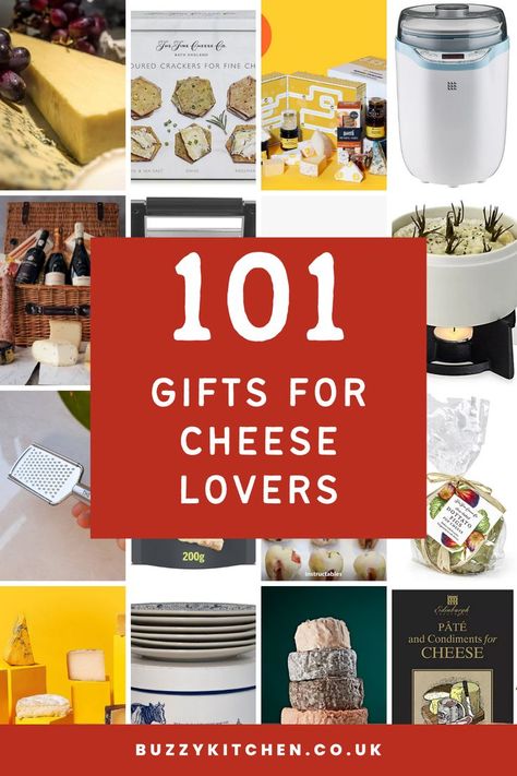 Having a hard time buying gifts for someone? If they’re a cheese enthusiast, this list of gifts for cheese lovers will point you in the right direction >>> Buzzy Kitchen - Your Kitchen BFF Cheese Gift Ideas, Gifts For Cheese Lovers, Cheese Gift Baskets, Cheesy Gifts, Cheese Lover Gifts, Christmas Cheese, Cheese Gifts, Kitchen Christmas Gifts, Cheese Box