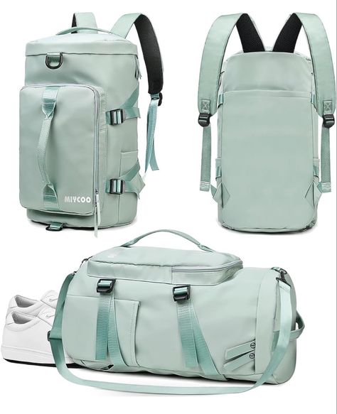 Sports Duffle Bag Travel Backpack Weekender Overnight Bag with Shoes Compartment Green - MIYCOO 42L Cute Gym Bag, Mens Gym Bag, Neoprene Bag, Gym Backpack, Training Bags, Crossbody Bags For Travel, Duffle Bag Travel, Travel Workout, Backpack Sport