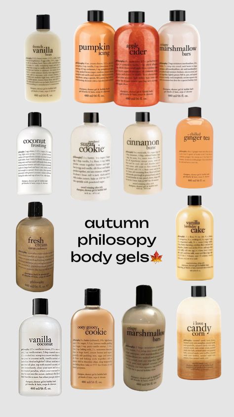 autumn/fall philosophy body gels🍁🧡 #autumn #fall #philosophybodywash #aesthetic #autumnstyle #fallstyle #autumnbodywash #autumnproducts #fallproducts #autumn #fall Body Lotion Packaging, Philosophy Shower Gel, Philosophy Products, Autumn Skincare, Sephora Skin Care, Body Gel, Body Smells, Facial Skin Care Routine, Body Care Routine