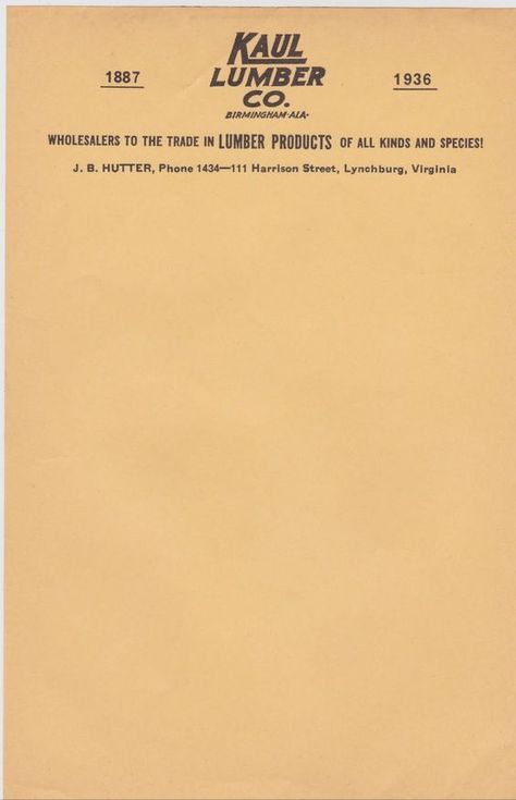 Kaul Lumber Co. Stationery Letterhead Blue Collar Design Vintage Notepad, Vintage Letterhead, Letterhead Design, Bay City, Collar Designs, Letterhead, Stationery Supplies, Junk Journals, Lumber
