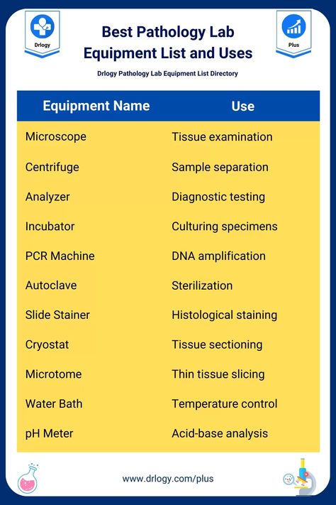 100+ Best Pathology Lab Equipment List & Uses with Price Range- Drlogy Pathology Lab Equipment List Engineering Notes, Pathology Lab, Lab Instruments, Study Material, Lab Equipment, Patient Experience, Price Range, Study Materials, Lab