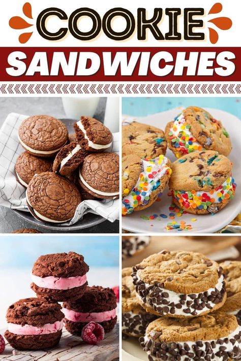 Cookie Sandwiches Recipes, Filling For Cookie Sandwiches, M&m Cookie Sandwiches, Cookie Sandwiches Filling, Best Large Cookie Recipes, Mini Cookie Sandwiches, Easy Cookie Sandwich Recipe, Cookie Filling Ideas, Christmas Cookie Sandwiches