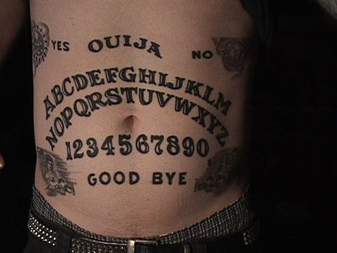 Ouija board tattoo Ouija Tattoo, London Tattoo, Stomach Tattoos, Horror Tattoo, Ouija Board, Great Tattoos, Chest Tattoo, Body Tattoos, Future Tattoos