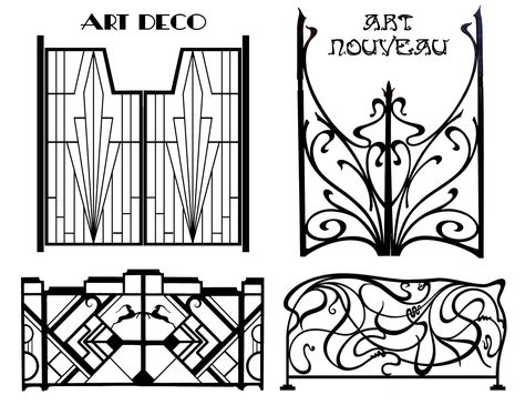 Art Deco Versus Art Nouveau – Decopolis Tulsa Art Nouveau Characteristics, Star Art Nouveau, Art Nouveau Vs Art Deco, Art Deco Vs Art Nouveau, Art Nouveau Ornament Pattern, Art Deco Steampunk, Art Nouveau Design Elements, Art Nouveau Elements, Small Town Square