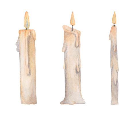 Candle Painting Watercolor, Burning Candle Painting, Painting Of Candle, Watercolor Candles Painting, Candle Art Drawing, Candles Drawing, Candles Watercolor, Drawing Candles, Candle Painting Art