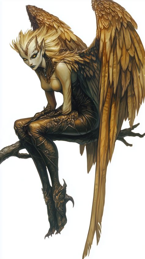 Greek Mythology Creatures Art, Harpy Greek Mythology, Half Deer Half Human, Harpies Mythology, Harpy Mythology, Owl Harpy, Male Harpy, Greek Mythology Monsters, Harpy Character Design