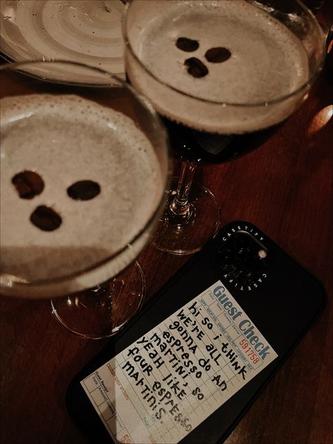 hi so I think we’re all gonna do an espresso martini, so yeah like four espresso martinis Personal Rebranding, Martini Quotes, Espresso Martini Aesthetic, Dark Academia Wedding, Espresso Aesthetic, Martini Please, Golden Birthday Gifts, Cherry Martini, Martini Party