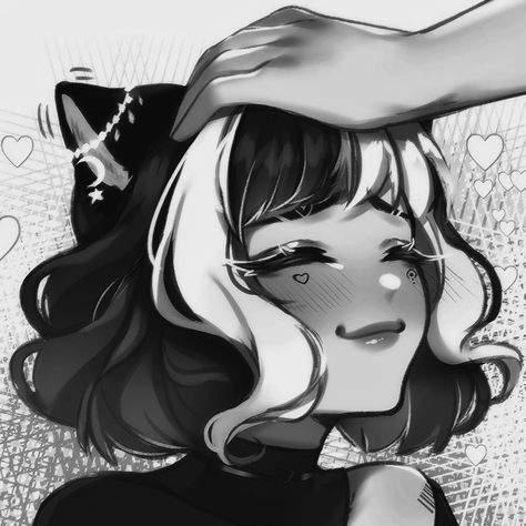 Black And White Hair Drawing, Goth Catgirl, Cat Girl Oc, Cat Girl Pfp, Catgirl Pfp, Circular Pfp, Girl Pfps, Anime Goth