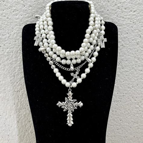 Smarter Shopping, Better Living!  Aliexpress.com Layered Pearl Necklace, Pearl Beaded Necklace, Chain For Women, Mens Jewelry Necklace, Style Punk, Faux Pearl Necklace, Pearl Pendant Necklace, Cross Pendant Necklace, Pearl Beads