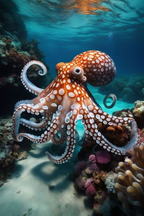 Sealife Photography Ocean Life, Octopus Photos National Geographic, Aesthetic Sea Animals, Starfish Dress, Octopus Photography, Coral Reef Photography, Octopus Photos, Ocean Creatures Art, Jellyfish Haircut