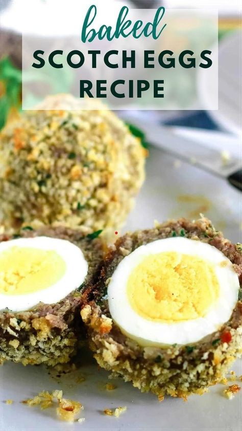 This delicious Baked Scotch Eggs are the perfect party appetizer! They're easy to make and super unique. Everyone will love them! Baked Scotch Eggs, Dinner Party Appetizer, Scotch Eggs Recipe, Feast Recipes, Dinner Party Appetizers, Perfect Dinner Party, Pickled Eggs, Eggs Breakfast, Scotch Eggs