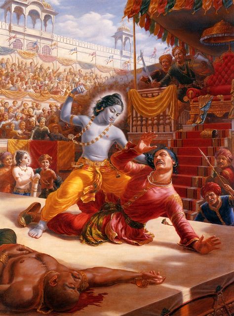 krishna fighting | Krishna Fighting with King Kamsa in the Arena Iskcon Krishna, Krishna Avatar, Krishna Hindu, Shree Krishna Wallpapers, Lord Krishna Hd Wallpaper, Hinduism Art, Vedic Art, Lord Krishna Wallpapers, Krishna Radha Painting