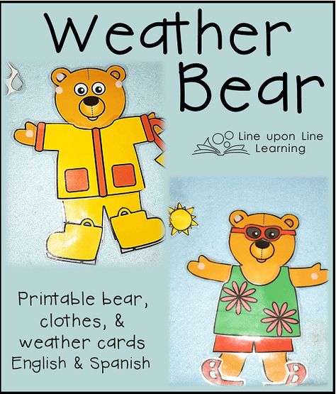 Adding a Weather Bear to Preschool Calendar or Circle Time Toddler Circle Time, Preschool Calendar, Preschool Weather, Weather Cards, Weather Crafts, Circle Time Activities, Weather Theme, Preschool Circle Time, Weather Unit