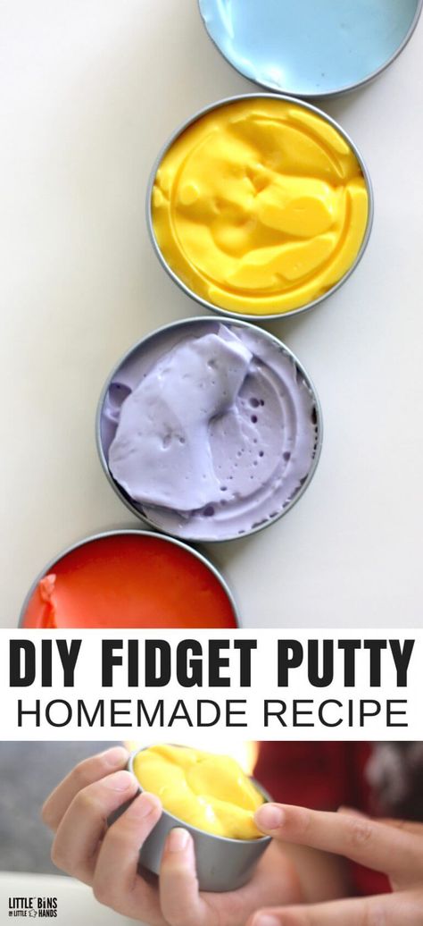 Sensory Putty Diy, Diy Therapy Putty, Crazy Aaron’s Thinking Putty Recipe, Easy Diy Fidgets, Diy Sensory Crafts, Best Slime Recipe Ever, Easy Homemade Crafts, Useful Things To Make, Diy Putty