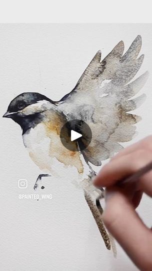 Birdhouse Watercolor, Watercolor Chickadee, Watercolor Birds Tutorial, Water Paint Art, Chickadee Art, Bird Watercolor Art, Watercolor Videos, Crafts Drawing, Watercolour Techniques