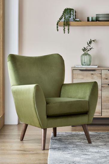 Contemporary Living Room Chairs, Armchairs Uk, Green Accent Chair, Green Room Decor, Green Armchair, Sofa Upholstery, Arm Chairs Living Room, Green Rooms, Chair Style