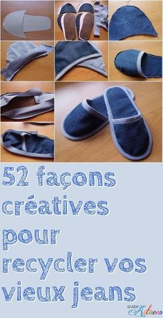 52 façons créatives pour recycler vos vieux jeans Jeans Upcycle, Artisanats Denim, Jean Diy, Tas Denim, Sewing Jeans, Diy Slippers, Diy Jeans, Blue Jeans Crafts, Trendy Sewing