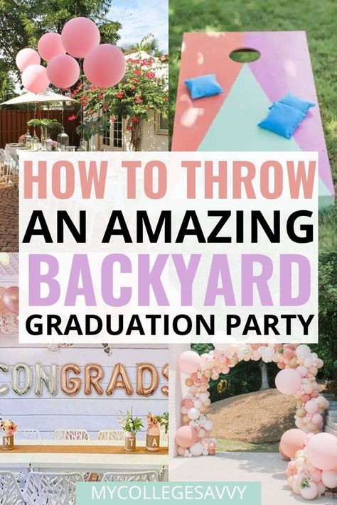 Hosting an outdoor graduation celebration? Here are the absolute best backyard grad party ideas that you'll want to copy. Party Backyard Ideas, Graduation Party Backyard, Outdoor Graduation Party Ideas, Backyard Graduation Party Ideas, Outdoor Graduation Party Decorations, Outdoor Graduation Party, Pink Graduation Party, Grad Party Theme, Girl Graduation Party