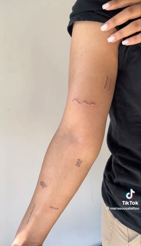 Small Time Tattoo, Script Tattoo Placement Women, Vertical Wrist Tattoo, Fineline Book Tattoo, Fineline Tattoo Placement, Aesthetic Tattoo Placement, Fine Line Sticker Sleeve Tattoo, Small Tattoos Arm Women, Small Bicep Tattoos For Women