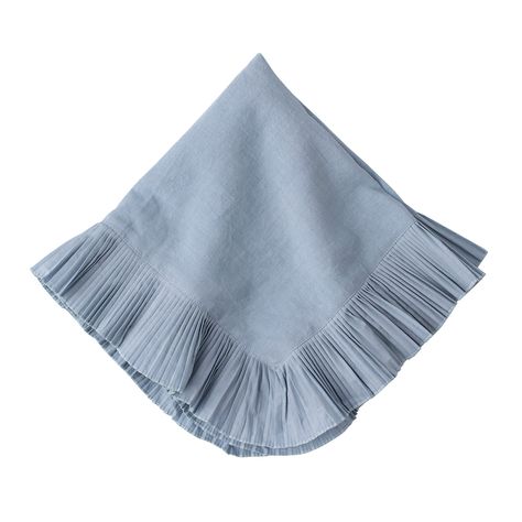 Ridiculously feminine and irresistibly pretty, our Mademoiselle napkin in dreamy chambray blue with knife-pleat ruffle border adds romantic emphasis to every tablescape. Sweet Style, Knife Pleat, White Napkins, Cotton Napkins, Linen Napkins, Dinner Napkins, Emphasis, Tablescapes, Table Linens