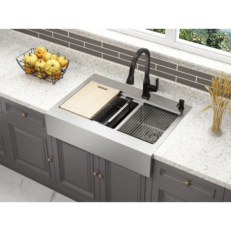 Stainless steel apron sink