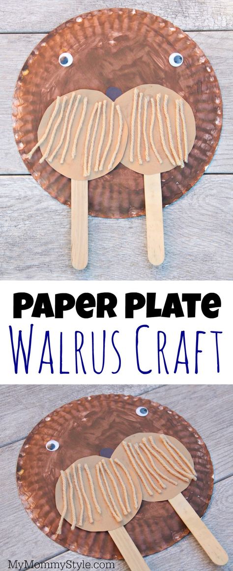 Walrus Craft, Fun Preschool Crafts, Arctic Animals Preschool, Arctic Animals Crafts, Zoo Crafts, January Crafts, Animal Art Projects, Winter Preschool, Paper Plate Crafts