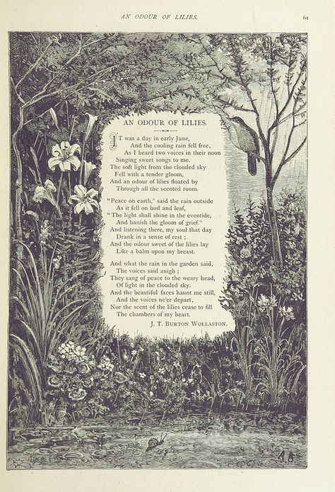 Image taken from page 67 of 'The Changing Year: being poems and pictures of life and nature. Illustrations by A. Barraud, etc' | by The British Library Poetry Book Pages, Illustrated Poem, Poetry Illustration, Poem Illustration, British Poetry, Old Poetry, Nature Illustrations, British Library Digitised Image, Raining Outside