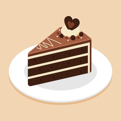 Chocolate Cake Cartoon, Chocolate Cake Drawing, Chocolate Cake Illustration, Desserts Illustration, Slice Of Chocolate Cake, Dessert Icon, Chocolate Drawing, Cake Cartoon, Chocolate Ball