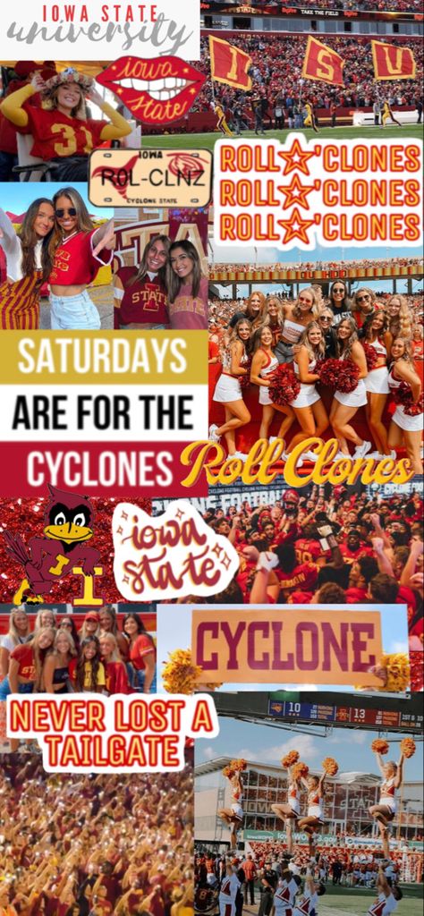 Iowa state university collage phone wallpaper. Tailgating, college game day, cheer, football, cyclones, red and yellow, isu, aesthetic. Iowa State Cyclones Wallpaper, Iowa State Gameday Outfit, Iowa State Aesthetic, Iowa State University Aesthetic, Iowa State Football, Isu Cyclones, University Of Northern Iowa, College Acceptance, Iowa State University