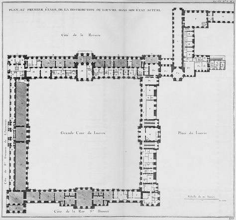 Louvre - First floor plan - Architecture Francoise Tome (1094×1024) Louvre Palace, French Palace, First Floor Plan, Sims 4 House Design, Louvre Paris, The Louvre, Ground Floor Plan, Art Historian, Environment Concept Art