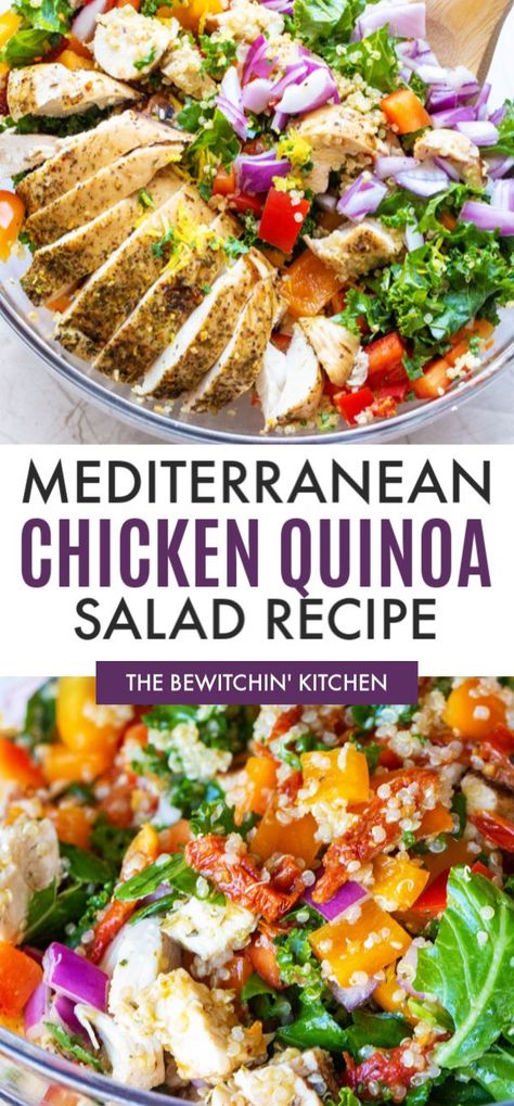 Summer Ingredients, Chicken Quinoa Salad, Apple Cider Vinaigrette, Greek Vinaigrette, Quinoa Salad Recipe, Cider Vinaigrette, Kale Quinoa Salad, Tomato Nutrition, Mediterranean Quinoa Salad