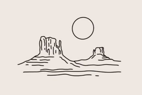 Grand Canyon Line Art, Canyon Drawing Simple, Sedona Arizona Tattoo, Sedona Tattoo Ideas, Moab Tattoo, Monument Valley Tattoo, Desert Cactus Tattoo, Adventure Tattoo Nature, Grand Canyon Tattoo