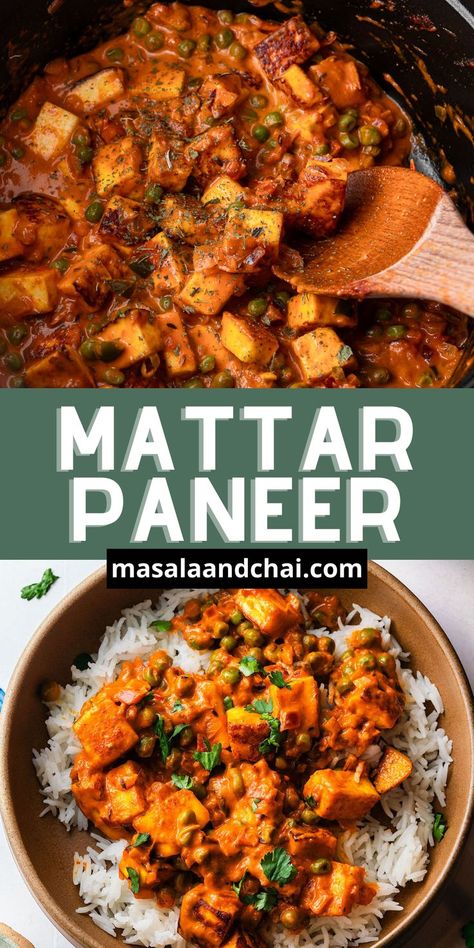 Whip up a quick and healthy weeknight dinner with our Mattar Paneer recipe – a vegetarian curry ready in just 30 minutes! Inspired by Dishoom, this easy summer dinner is elevated to restaurant-quality and features soft paneer and green peas in a creamy tomato curry, bursting with aromatic spices. Mattar Paneer Recipe, Mattar Paneer, Onion Curry, Easy Summer Dinner, Best Indian Recipes, Delicious Vegetarian Dinner, Tomato Curry, Easy Summer Dinners, Paneer Recipe