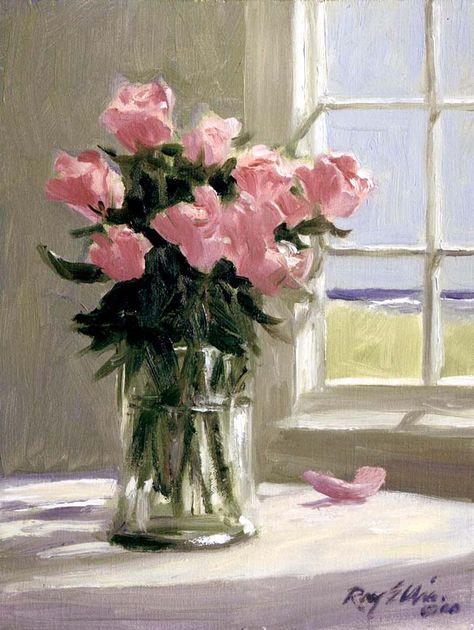 Painted Flower Aesthetic, Painting Of Pink Flowers, Painting Ideas Flowers Aesthetic, Flower Painting Realistic, Painting Ideas On Canvas For Room Decor, Soft Painting Ideas, Pink Flower Paintings, Art Inspo Flowers, Pretty Flower Paintings