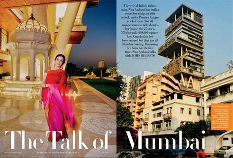 400,000 sq ft??? The Ambani Residence, The Most Expensive House in the World | Society | Vanity Fair Antilia House, Antilia Mumbai, Billion Dollar Homes, Ambani House, Mumbai Interior, House Section, Most Expensive House, Nita Ambani, Vanity Fair Magazine