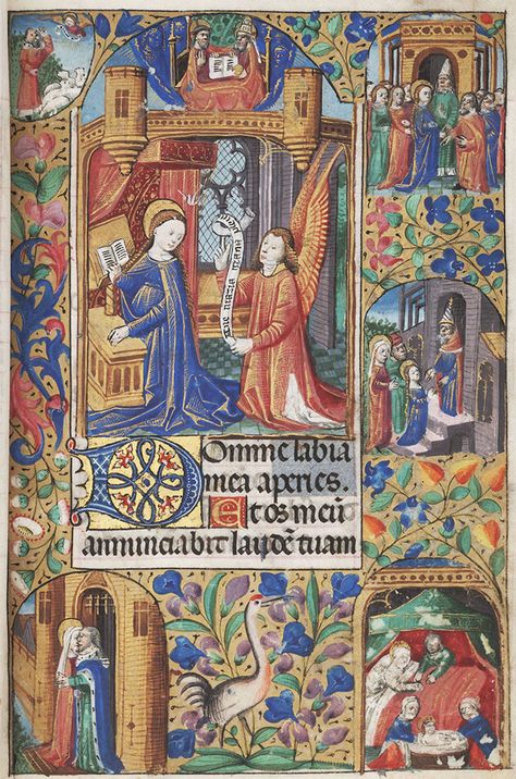 Book of Hours, The Annunciation, 1499, France Wiccan Art, Medieval Manuscripts, Illustrated Manuscript, Earth Book, The Annunciation, Book Of Kells, Book Of Hours, Medieval Manuscript, Free Library