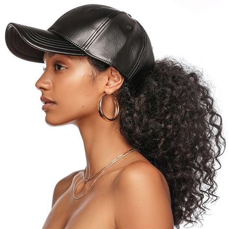 Find this Curl-Friendly Hat at Tress.com Curly Hair With Hat, Visor Hairstyles, Protective Styles For Natural Hair, Coiled Hair, Styles For Natural Hair, Real Hair Extensions, Hairdos For Curly Hair, Deep Wave Hairstyles, Coily Hair