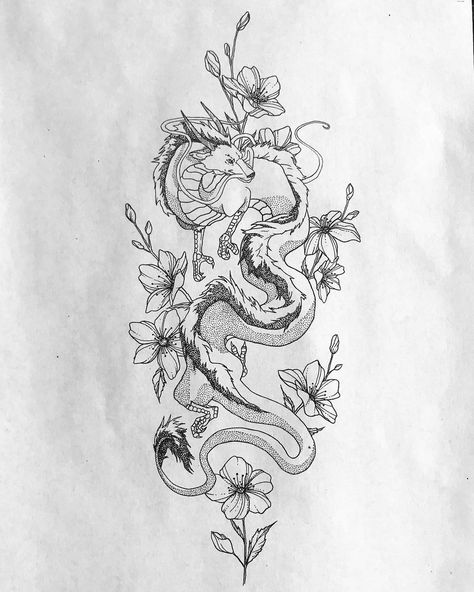 Haku Drawing Dragon, Lotus Flower Dragon Tattoo, Haiku Dragon Tattoo, Haku Tattoo Back, Dragon With Lotus Flower Tattoo, Haku Tattoo Arm, Haku Tattoo Design, Haku Dragon Tattoo Design, Haku Drawing