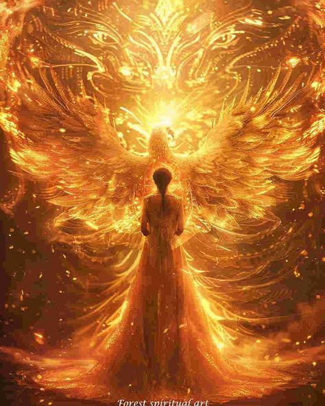 Phoenix Goddess🔥｜original spiritual artwork 🧚🏻original AI art combine with spirituality 👉commercial use unavailable #healingart #spiritualart #spiritualawakenings #spiritualhealing #arthealing #aiartist Rika Core, Phoenix Goddess, Phoenix Woman, Phoenix Aesthetic, Fantasy Angels, Golden Woman, Abundance Images, Fire Angel, Phoenix Tail