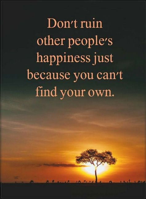 Quotes Don't ruin other people's happiness just because you can't find your own. Jealous Of You, Own Quotes, Words Worth, Lessons Learned, A Quote, True Words, Just Because, Happy Quotes, Wisdom Quotes