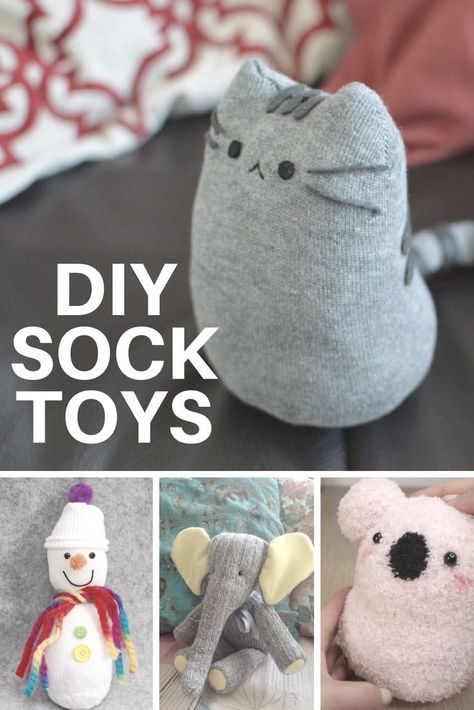 DIY Sock Toys You Can Make this Weekend Diy Sock Plushies, Sock Plushies, Diy Sock Toys, Diy Osterschmuck, Hantverk Diy, Sock Puppets, Sock Dolls, Sock Toys, Diy Socks