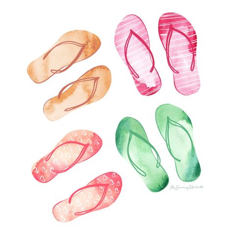 Take a step towards sunny vibes with our Sandals Art Print! This charming piece features a hand-painted collection of sandals, perfect for adding a touch of summer fun to any space. https://thesummeryumbrella.com/product/sandals-art-print/ Diy Wallpaper Paint, Summer Vibes Illustration, Summer Posters, Painted T Shirt, Beach Wall Collage, Summer Drawings, Beach Drawing, Summer Watercolor, Sunny Vibes