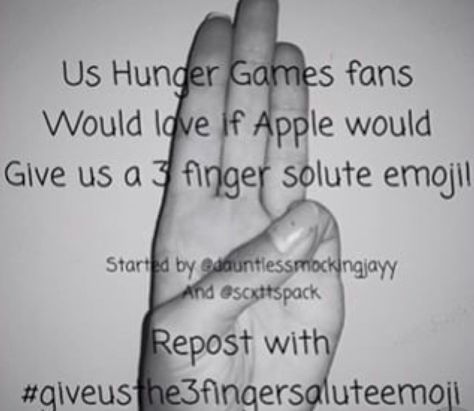 #giveusthethreefingersaluteemoji Hunger Games Salute, Hunger Games Pin, Hunger Games Problems, Nerd Emoji, Hunger Games Memes, Hunger Games Quotes, I Volunteer As Tribute, Hunger Games Fandom, Hunger Games Humor