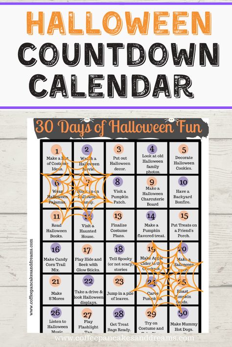 Countdown To Halloween Activities, 31 Days Of Halloween Activities For Adults, Daily Halloween Activities, 30 Days Of Fall Activities, Halloween Advent Calendar Ideas, Family Halloween Traditions, 30 Days Of Halloween Activities, Halloween Countdown Activities, Halloween Family Activities