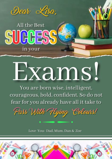 All the best success in your exams card Success Cards For Exams Design, Success Cards For Exams, All The Best For Exams, Exam Success Wishes, Exam Photo, Exam Good Luck Quotes, Success Cards, Success In Exams, Best Wishes For Exam